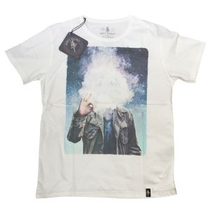 DIRTY VELVET Head In The Clouds Mens Vintage White T Shirt